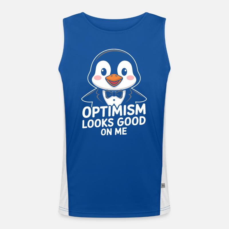 Optimismus Steht Mir Gut Pinguin Charme Funktionelles Kontrast-Tank Top für Männer 
