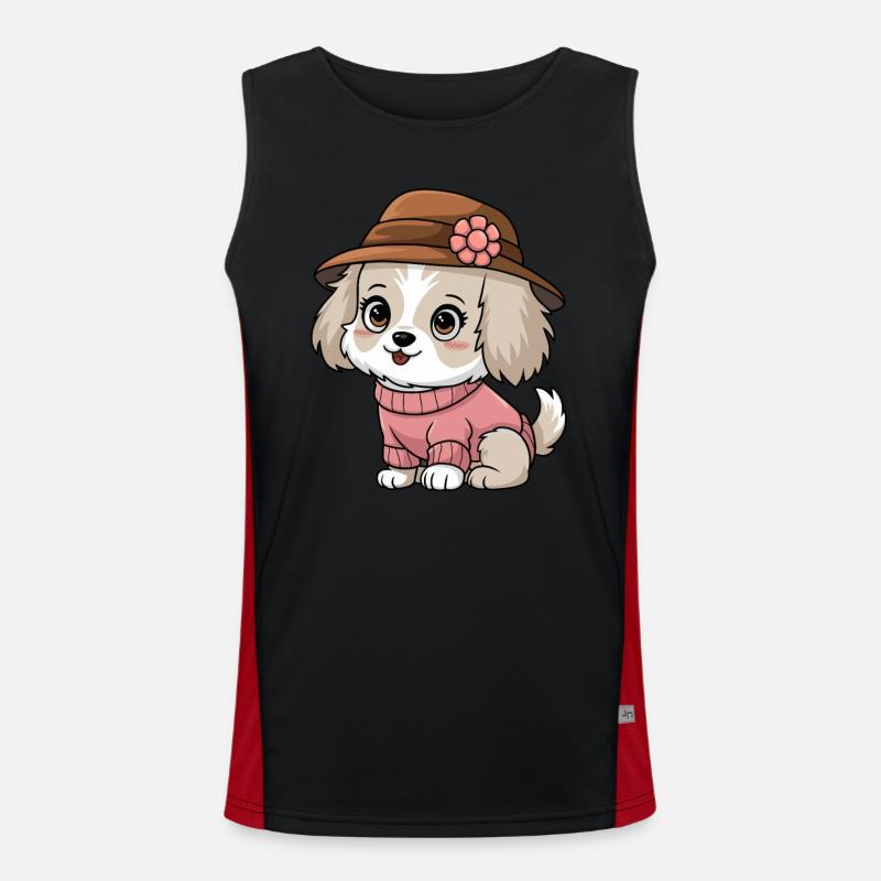 Niedlicher Hund im Hut und Pullover Funktionelles Kontrast-Tank Top für Männer 