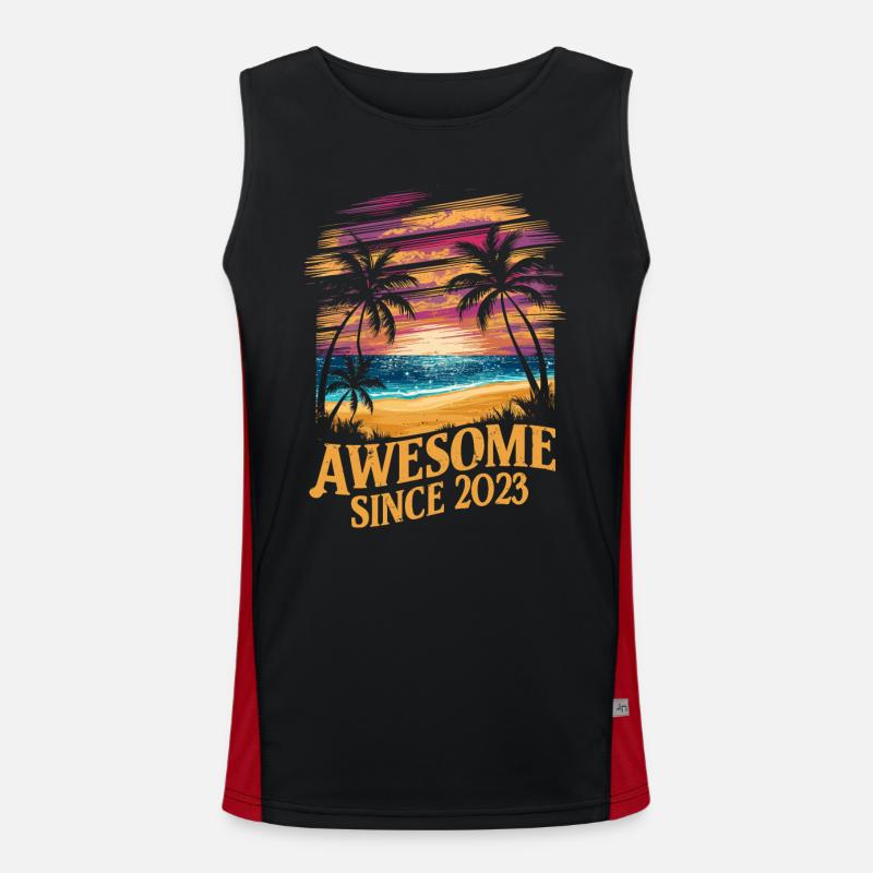 Awesome Since 2023 Beach Sunset Men's Functional Contrast Tank Top 