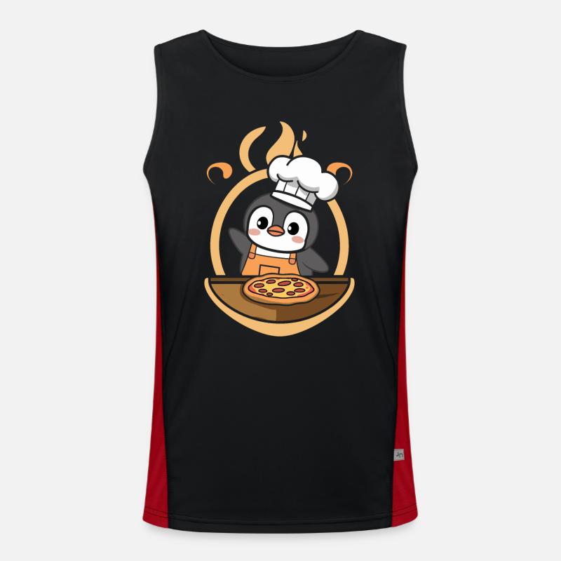 Pizza mignonne du chef pingouin Débardeur respirant contrasté Homme 