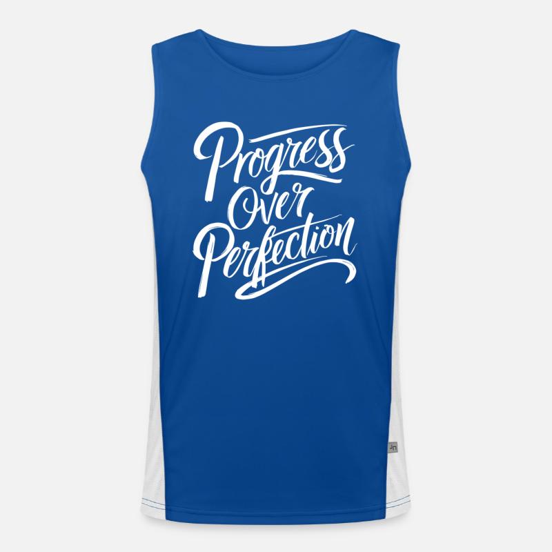 Le progrès avant la perfection Motivation Débardeur respirant contrasté Homme 