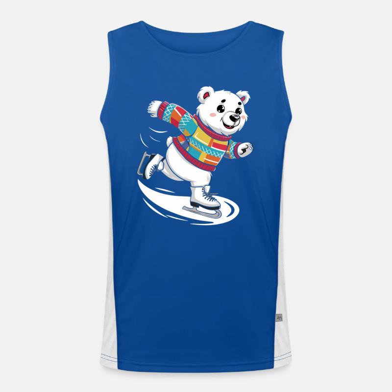Ours polaire mignon patinage sur glace dans un pull coloré Débardeur respirant contrasté Homme 