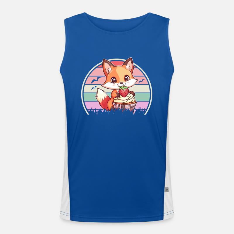Fuchs Erdbeer Cupcake Kawaii Mädchen Geschenk Funktionelles Kontrast-Tank Top für Männer 