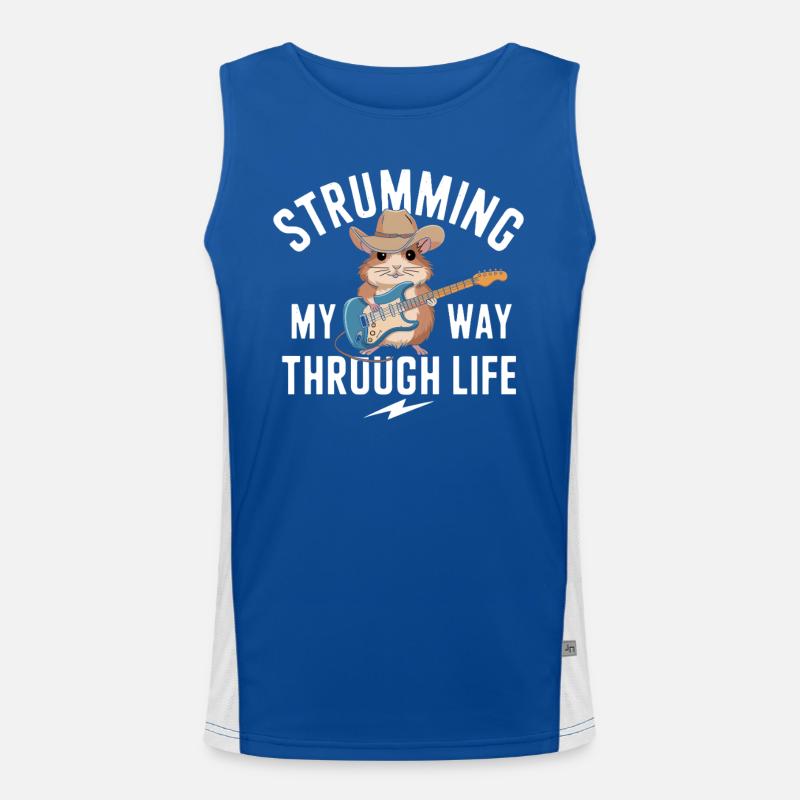 Strumming My Way Through Life Mouse Guitar Men's Functional Contrast Tank Top 