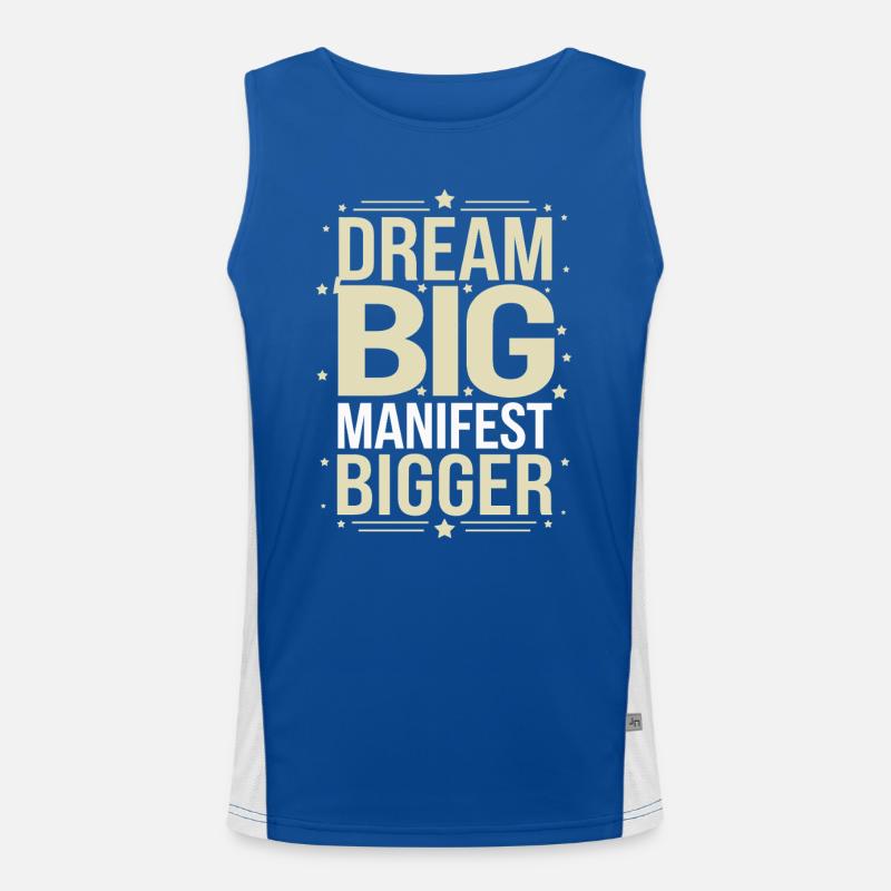 Dream Big Manifest Bigger Quote Men's Functional Contrast Tank Top 