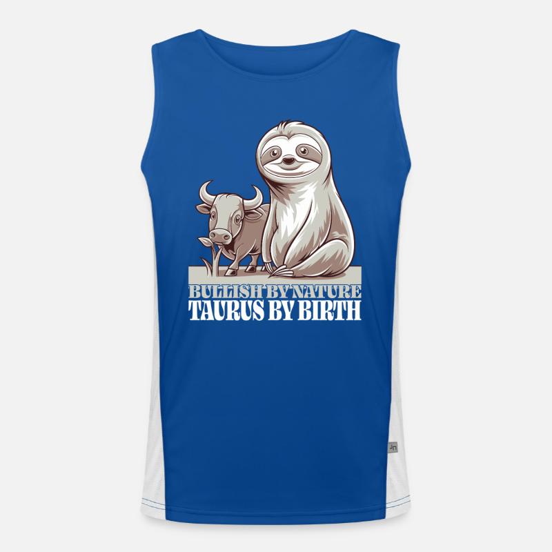 Taurus Zodiac Sign Sloth Men's Functional Contrast Tank Top 