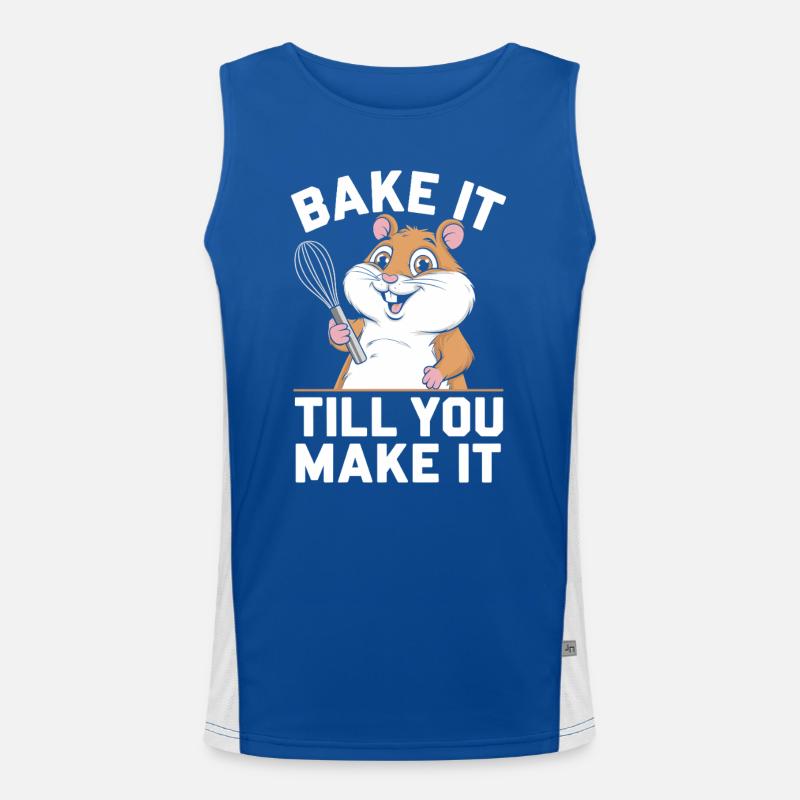 Backe Es Bis Du Es Schaffst Bäcker Hamster Spaß Funktionelles Kontrast-Tank Top für Männer 