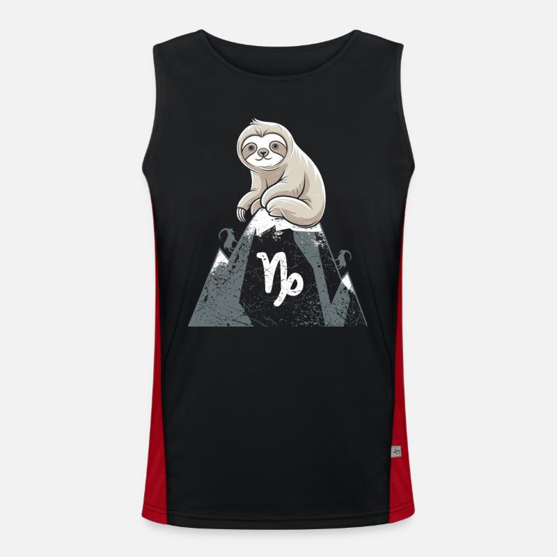 Cozy Capricorn Sloth on Mountain Men's Functional Contrast Tank Top 