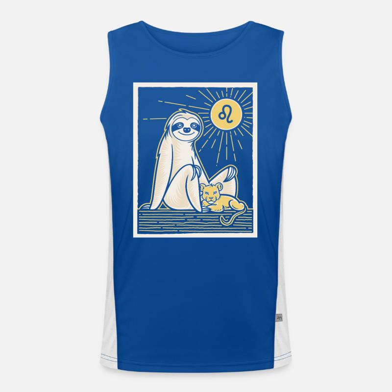 Gemütliches Löwe Sternzeichen Faultier Motiv Funktionelles Kontrast-Tank Top für Männer 