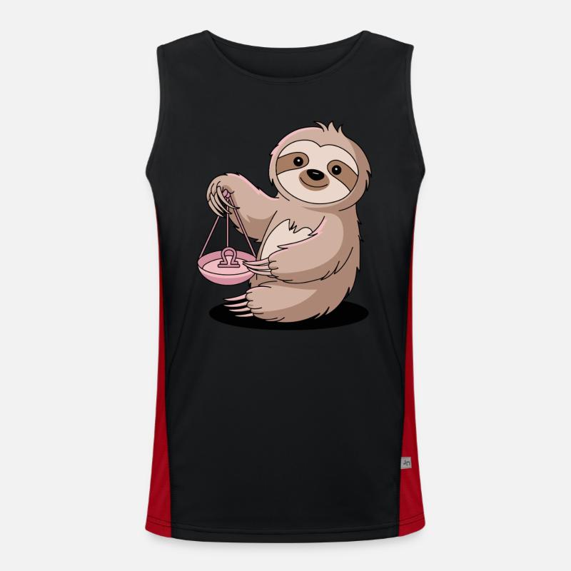 Libra Sternzeichen Faultier mit Waage Funktionelles Kontrast-Tank Top für Männer 