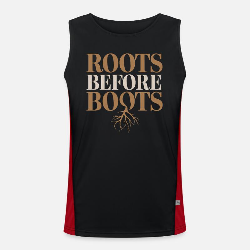 Roots Before Boots Vegan Vegetarian Statement Men's Functional Contrast Tank Top 