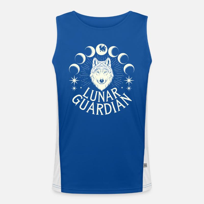 Lunar Guardian Wolf Moon Phases Men's Functional Contrast Tank Top 