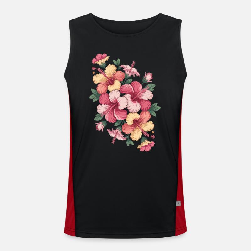 Hibiskus Boho Blume Verträumtes Design Funktionelles Kontrast-Tank Top für Männer 