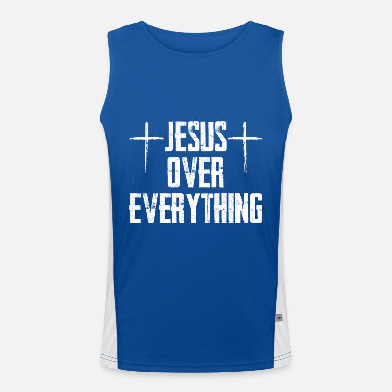 Jesus Over Everything Men's Functional Contrast Tank Top 