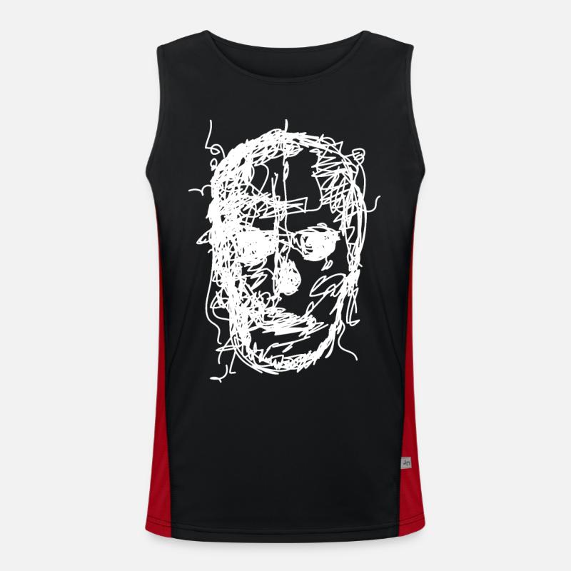 Skull Drawing - Men's Functional Contrast Tank Top  - black/red