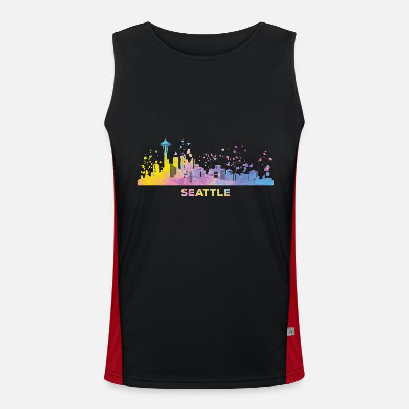 Seattleite Skyline Seattle Funktionelles Kontrast-Tank Top für Männer 