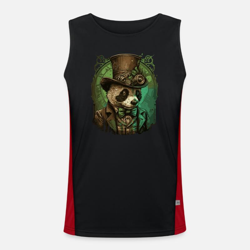 Steampunk Pandabär Funktionelles Kontrast-Tank Top für Männer 