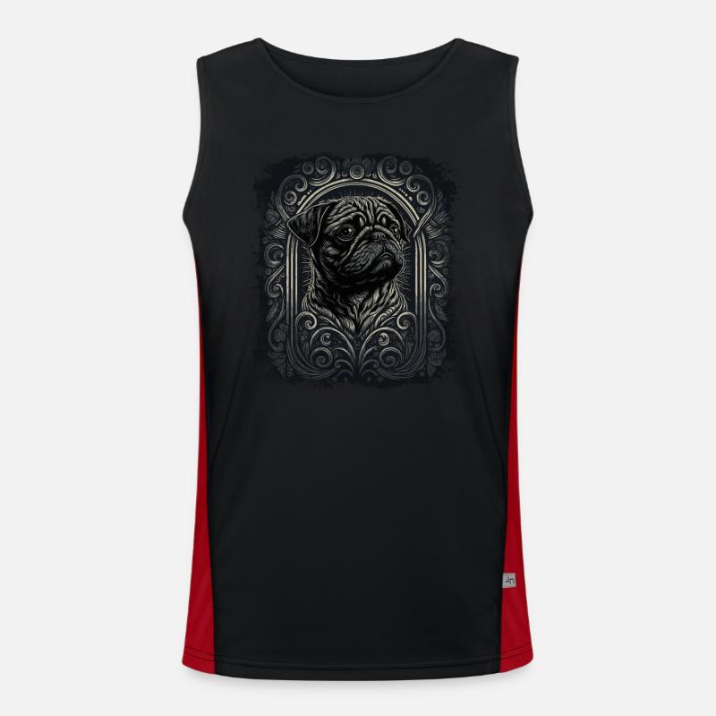 Kleiner Mops Funktionelles Kontrast-Tank Top für Männer 
