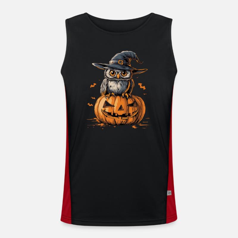 Lustige Halloween Eule Funktionelles Kontrast-Tank Top für Männer 