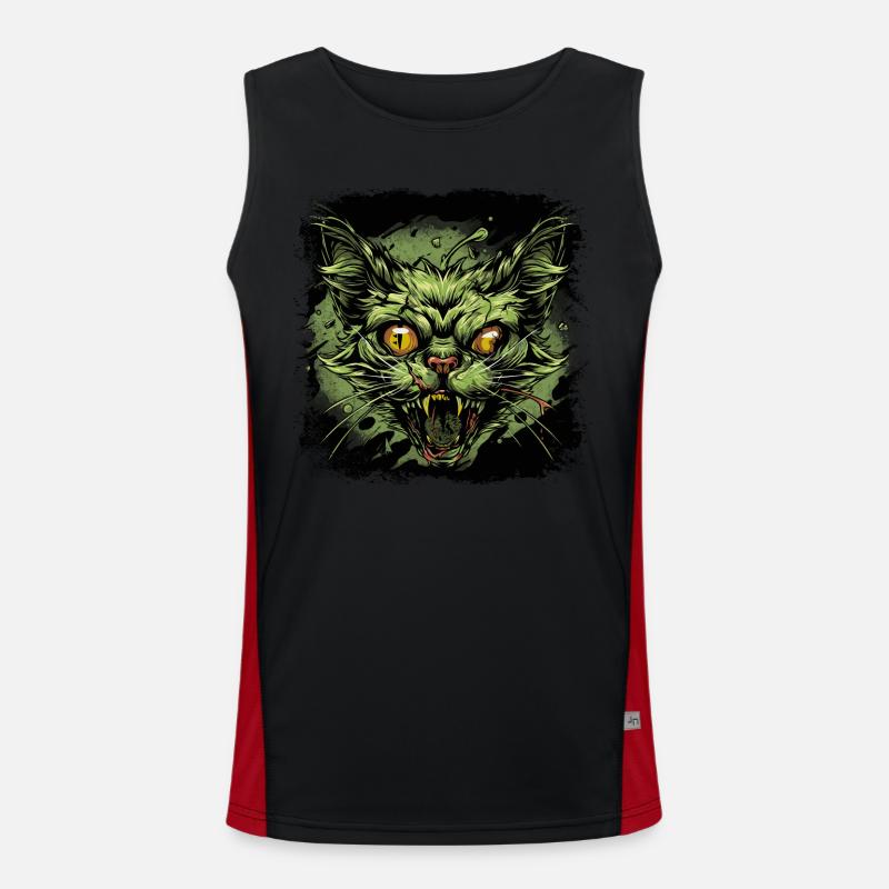 Zombie Katze Funktionelles Kontrast-Tank Top für Männer 