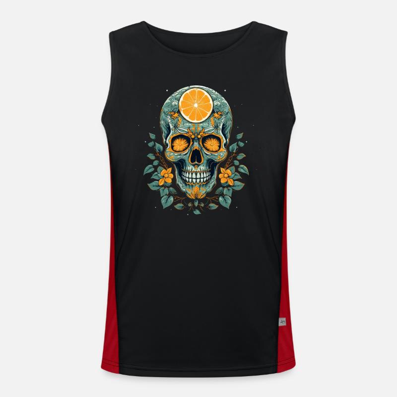 Skull and crossbones with lemon Men's Functional Contrast Tank Top 
