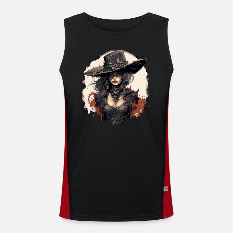 Emo Cowboy Steampunk Mädchen Funktionelles Kontrast-Tank Top für Männer 