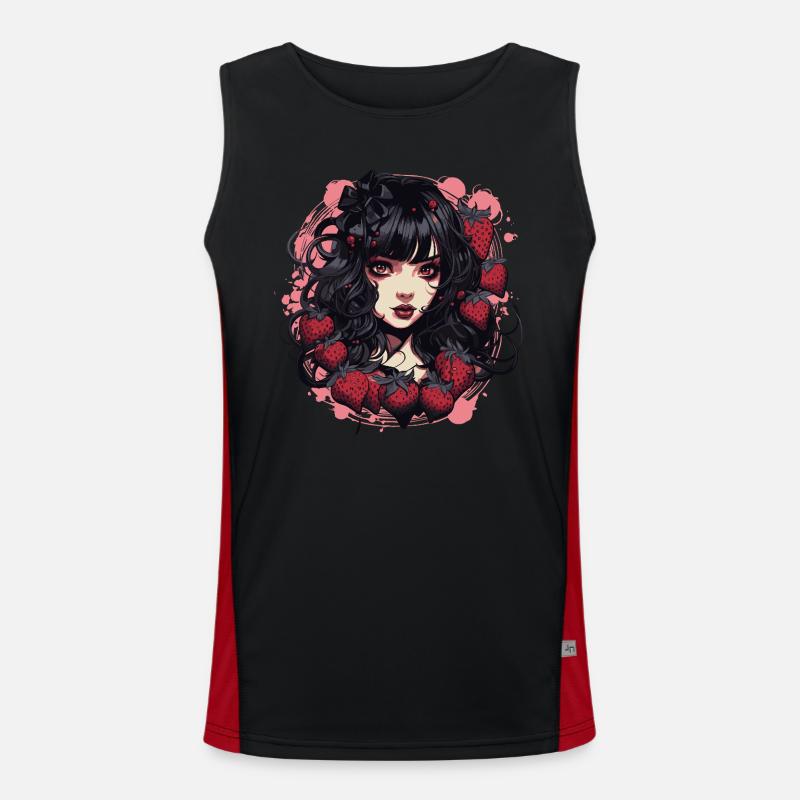 Emo Gothic Strawberries Girl Men's Functional Contrast Tank Top 