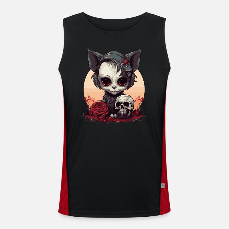 Cute Emo Gothic Kitten - Men's Functional Contrast Tank Top  - black/red