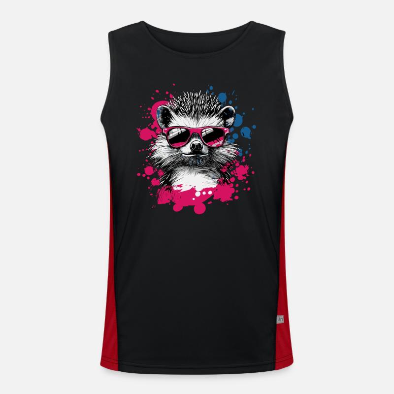 Lustiger Igel mit Sonnenbrille Funktionelles Kontrast-Tank Top für Männer 