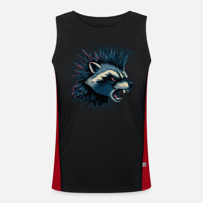 Wütender Waschbär Punk Funktionelles Kontrast-Tank Top für Männer 