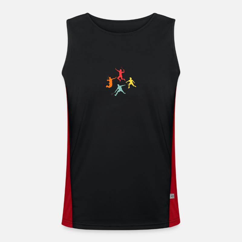 Federball Evolution Badminton - Men's Functional Contrast Tank Top  - black/red