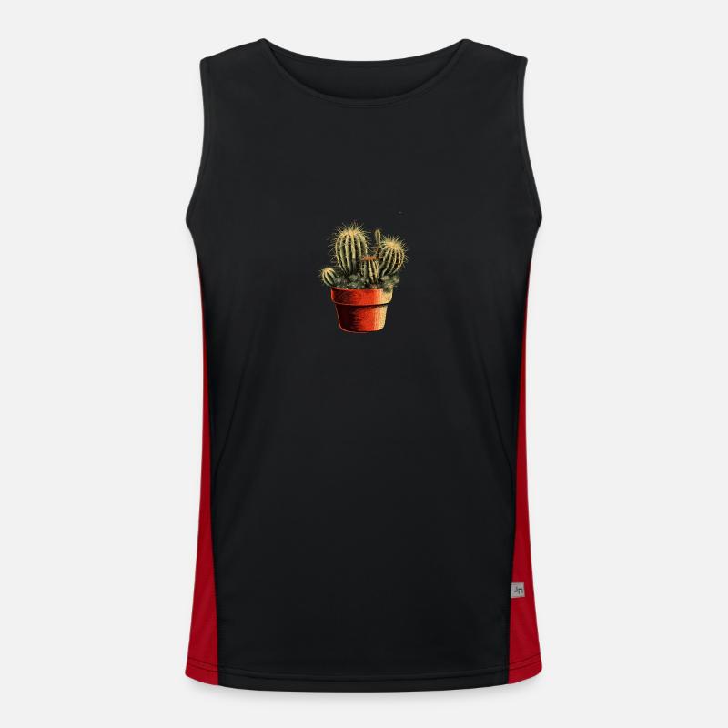 Petit cactus vert dans un pot de fleurs Débardeur respirant contrasté Homme 