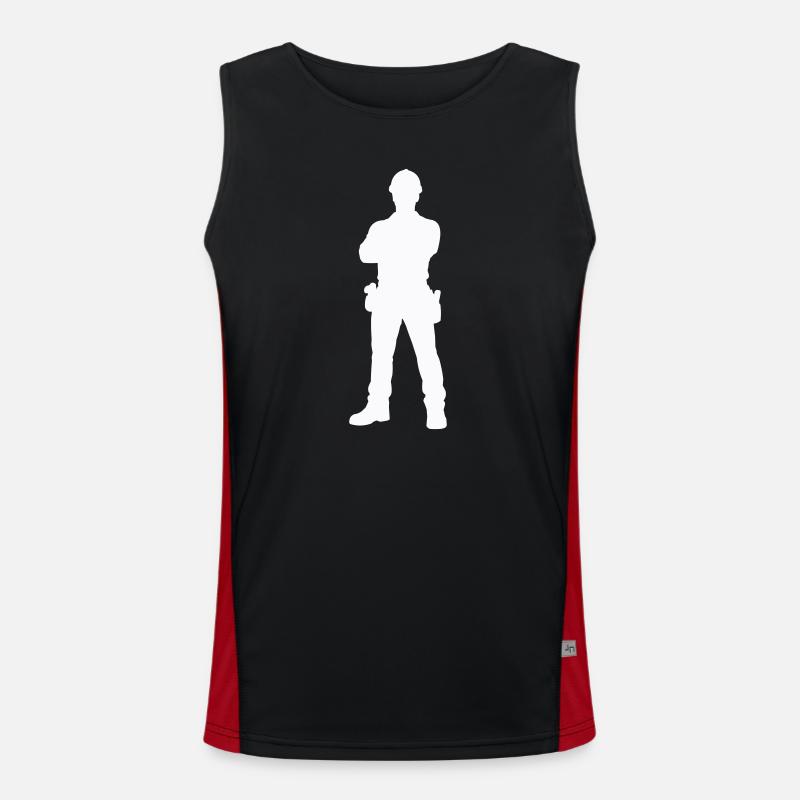 Construction Worker Construction Silhouette - Men's Functional Contrast Tank Top  - black/red