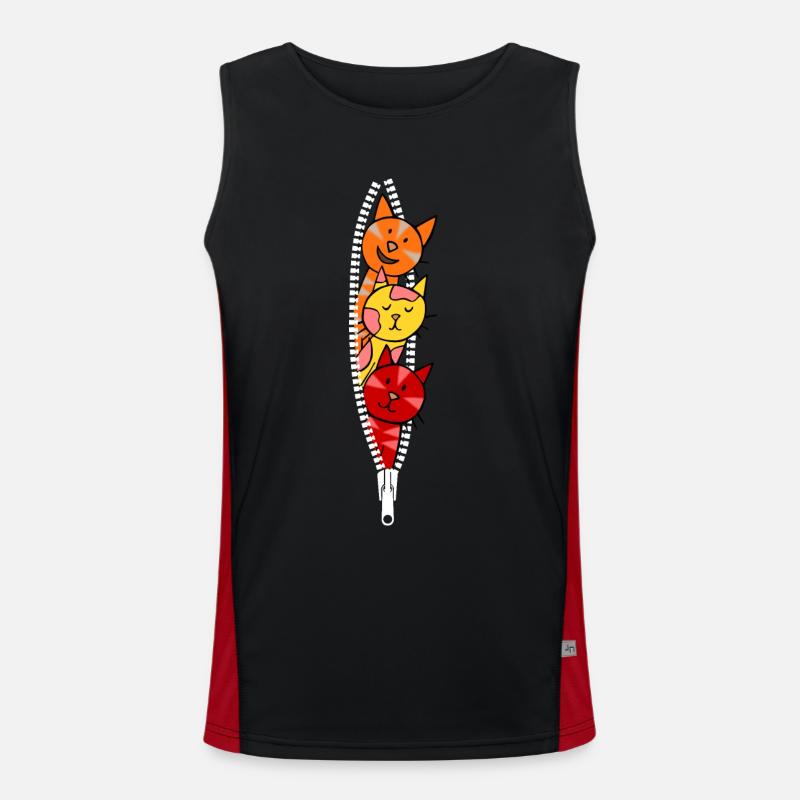 Cats look through a zipper Men's Functional Contrast Tank Top 