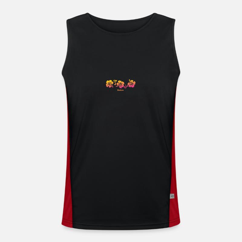 Belize Hibiscus Souvenir Vacation - Men's Functional Contrast Tank Top  - black/red