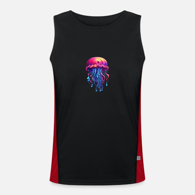 Pink Blue Graffiti Jellyfish Artwork Men's Functional Contrast Tank Top 