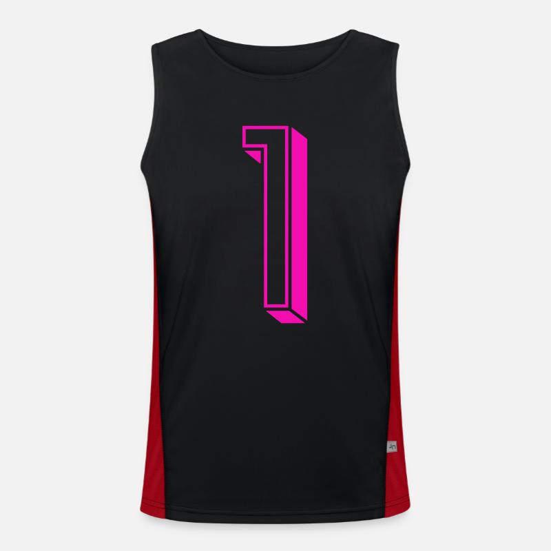 Zahl eins - Nummer 1 pink Mädchen Trikotnummer Funktionelles Kontrast-Tank Top für Männer 