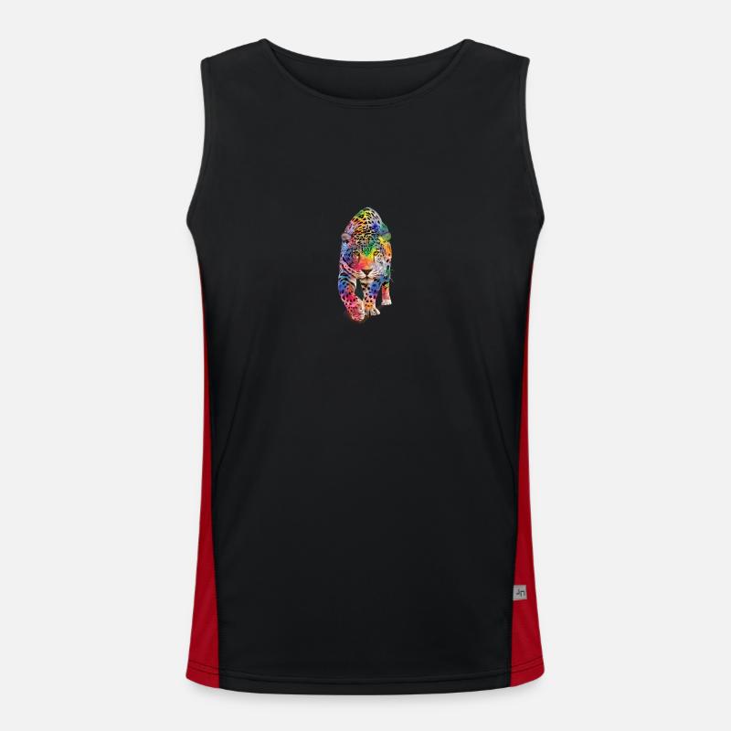 Multicolour leopard Men's Functional Contrast Tank Top 