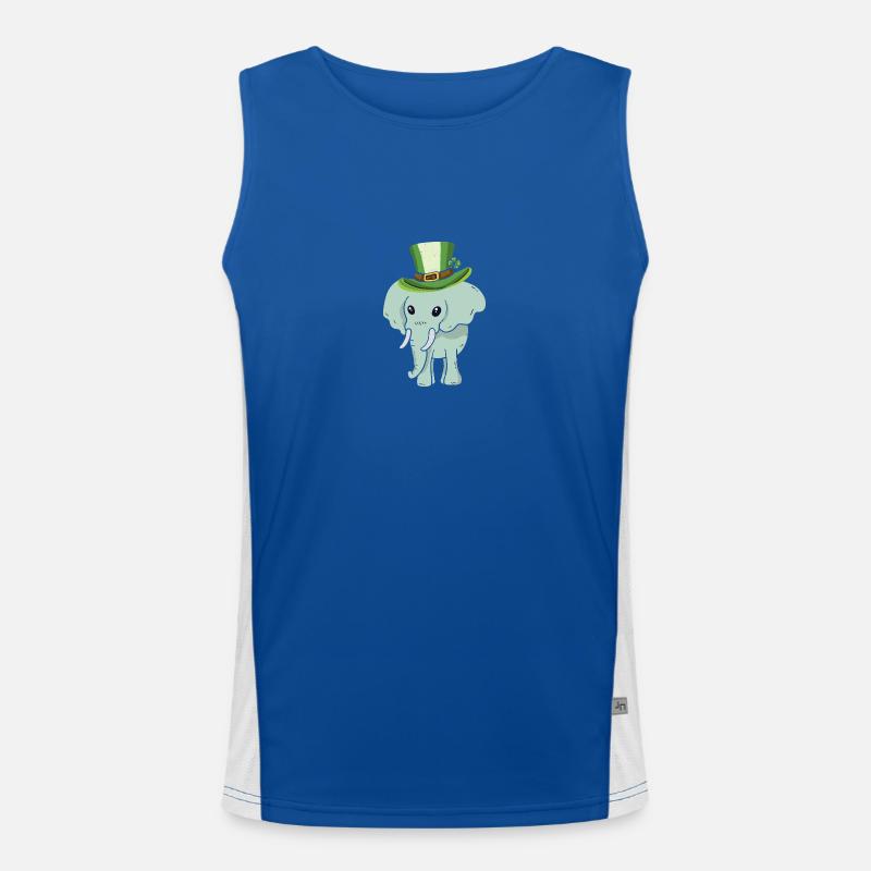 Dancing Elephant on St. Patrick´s Day Funktionelles Kontrast-Tank Top für Männer 