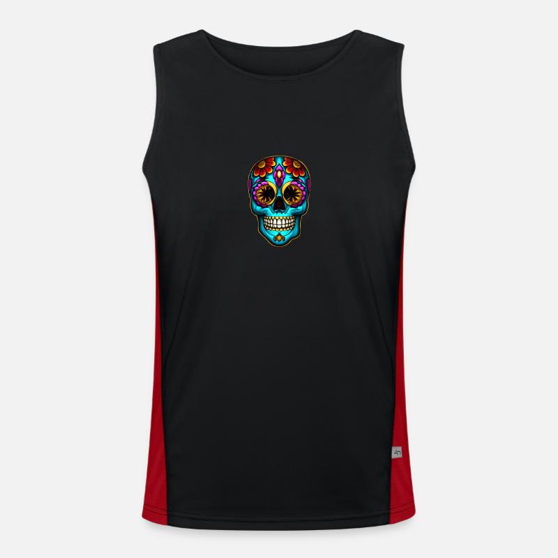 Skull Mexican Style, Día de Muertos Men's Functional Contrast Tank Top 
