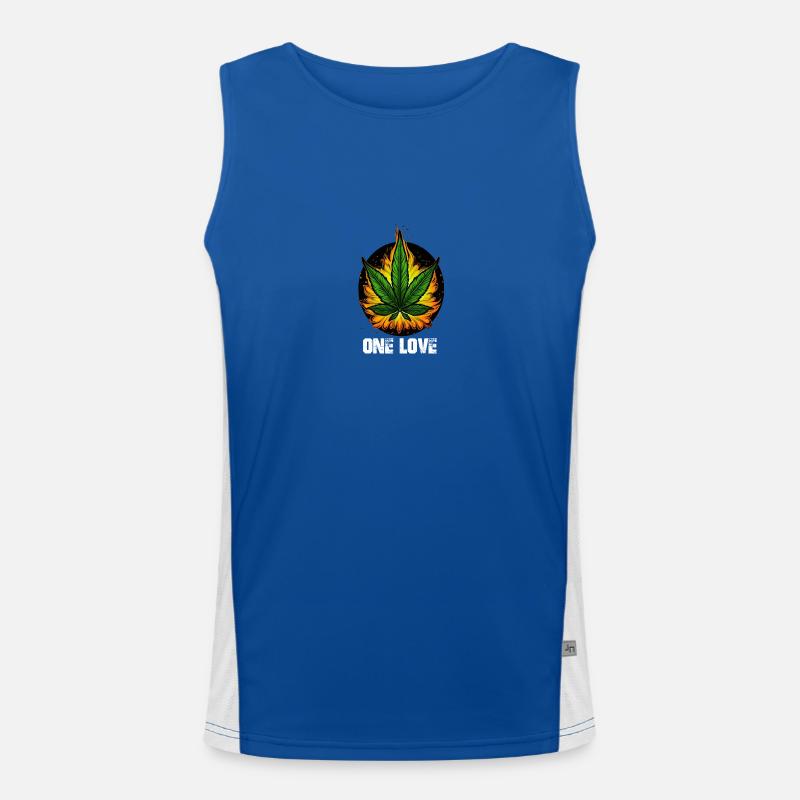 One Love Cannabis Hanf on Fire Funktionelles Kontrast-Tank Top für Männer 