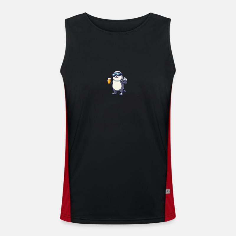 Robbe Tier Apres Ski Bier Comic Funktionelles Kontrast-Tank Top für Männer 