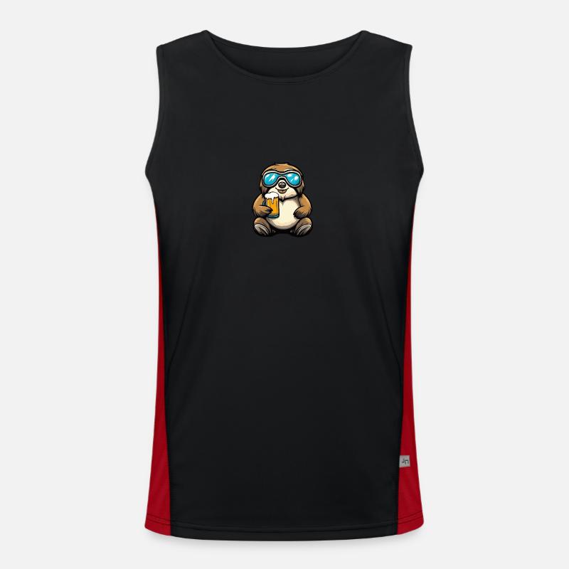 Faultier Apres Ski Bier Comic Funktionelles Kontrast-Tank Top für Männer 