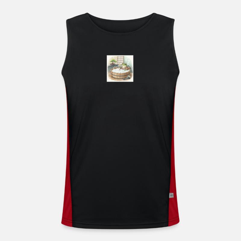 Elegant Frogsome Bath Time Scene - Men's Functional Contrast Tank Top - black/red