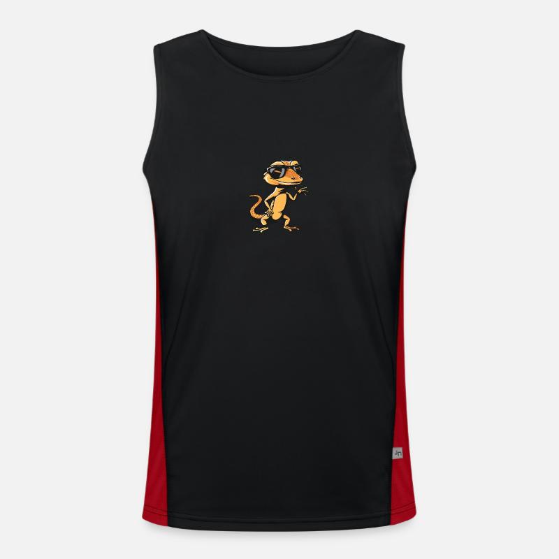 Lizard Cool Comic - Men's Functional Contrast Tank Top  - black/red