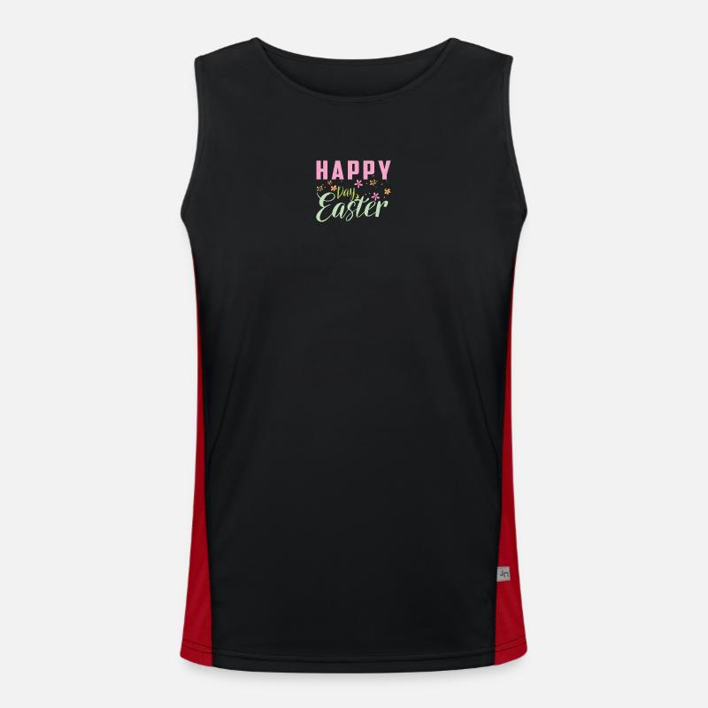 Joyeux design de Pâques avec des fleurs Débardeur respirant contrasté Homme 