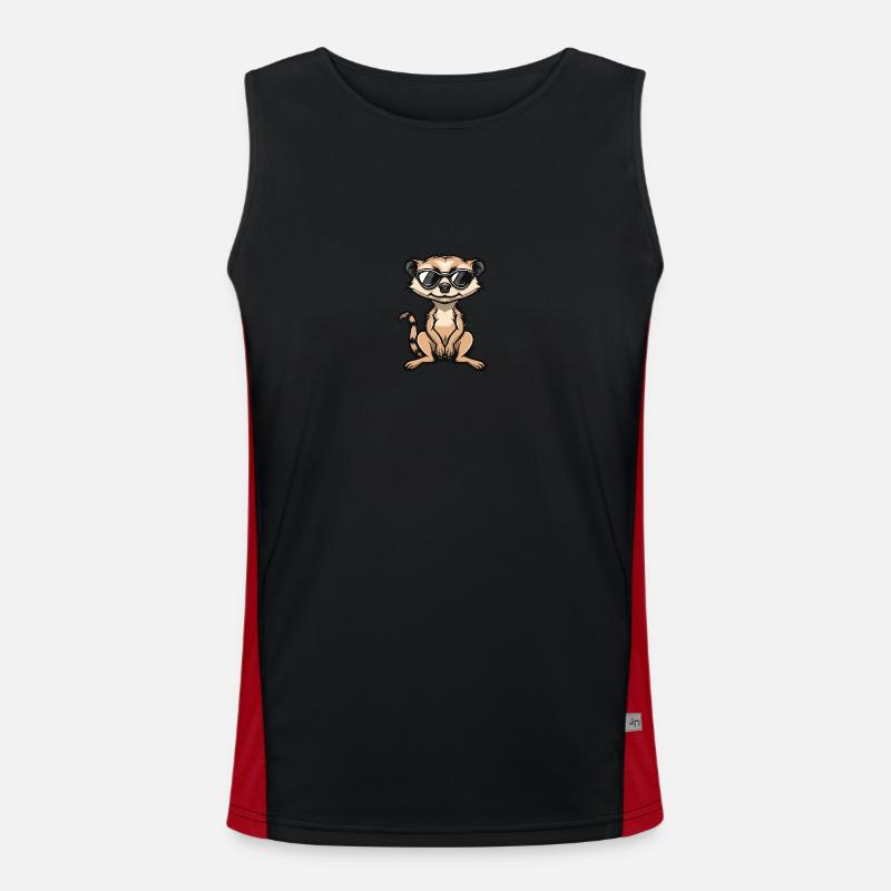 Meerkat Cool Comic - Men's Functional Contrast Tank Top  - black/red