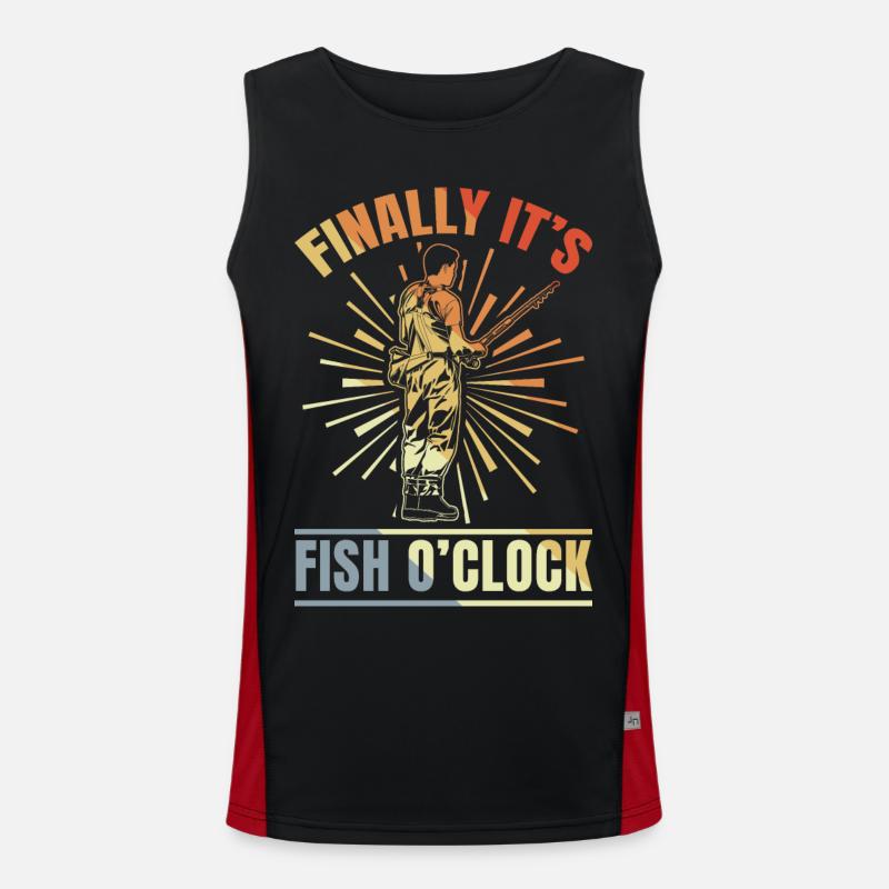 Finally It's Fish Clock - Men's Functional Contrast Tank Top  - black/red