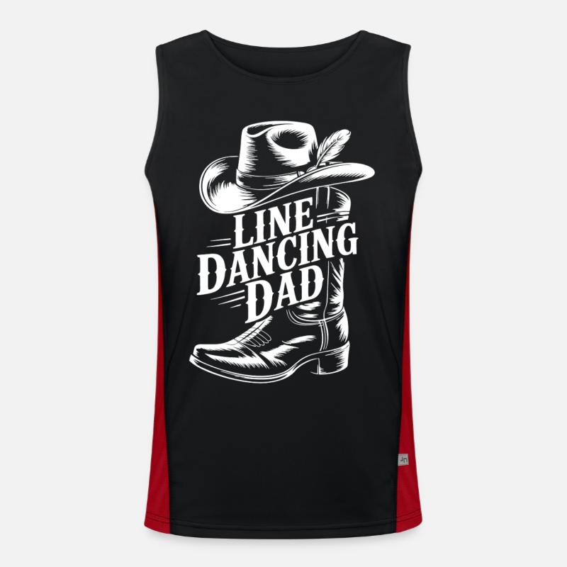 Linedancing Dad Cowboy Motif - Men's Functional Contrast Tank Top  - black/red