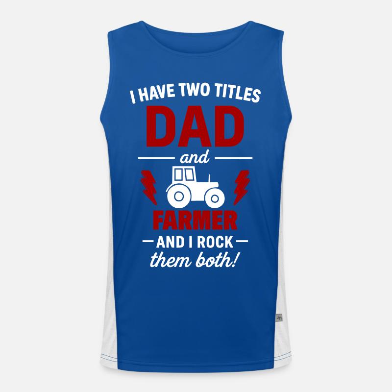 Dad and Farmer – Ich rocke beide Titel Funktionelles Kontrast-Tank Top für Männer 